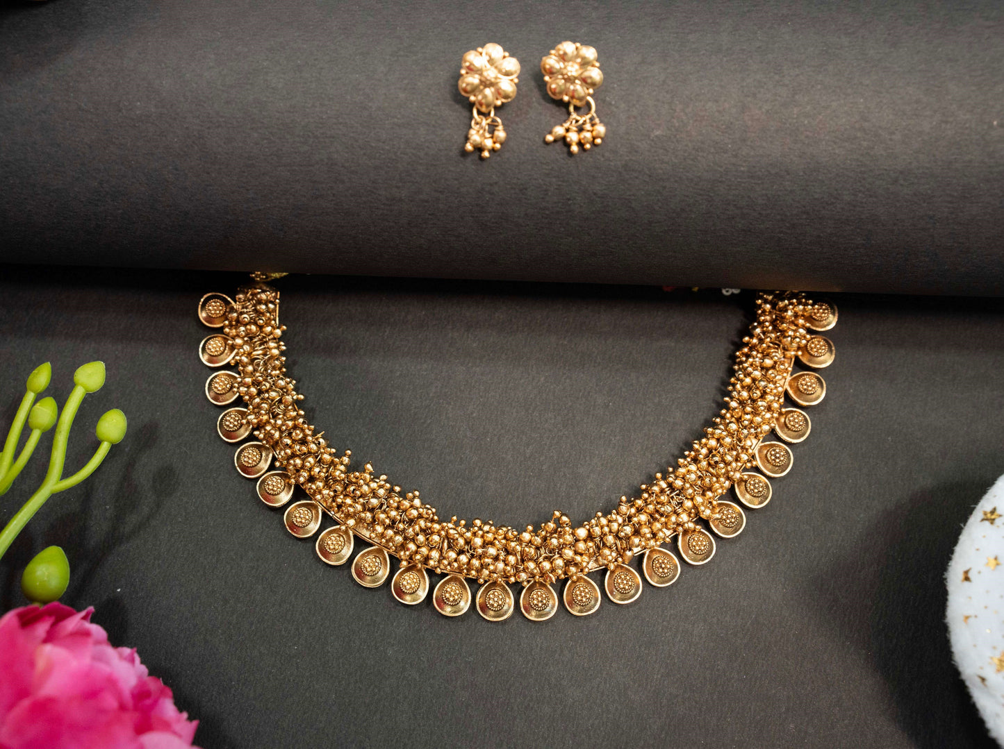 NBCA 028 Goldbeads Neckpiece with Earrings