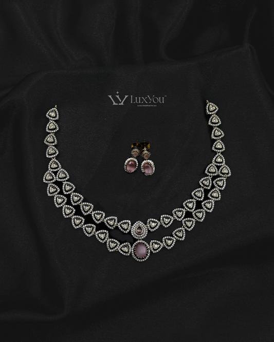 NADA 043 AD Double Layer Necklace with Earrings